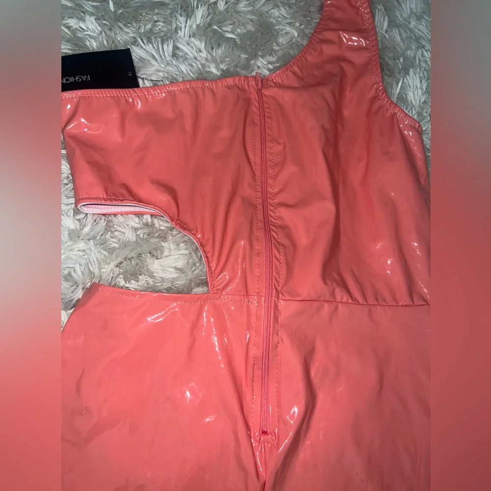 Fashion Nova Latex Biker Romper - Picture 3 of 7